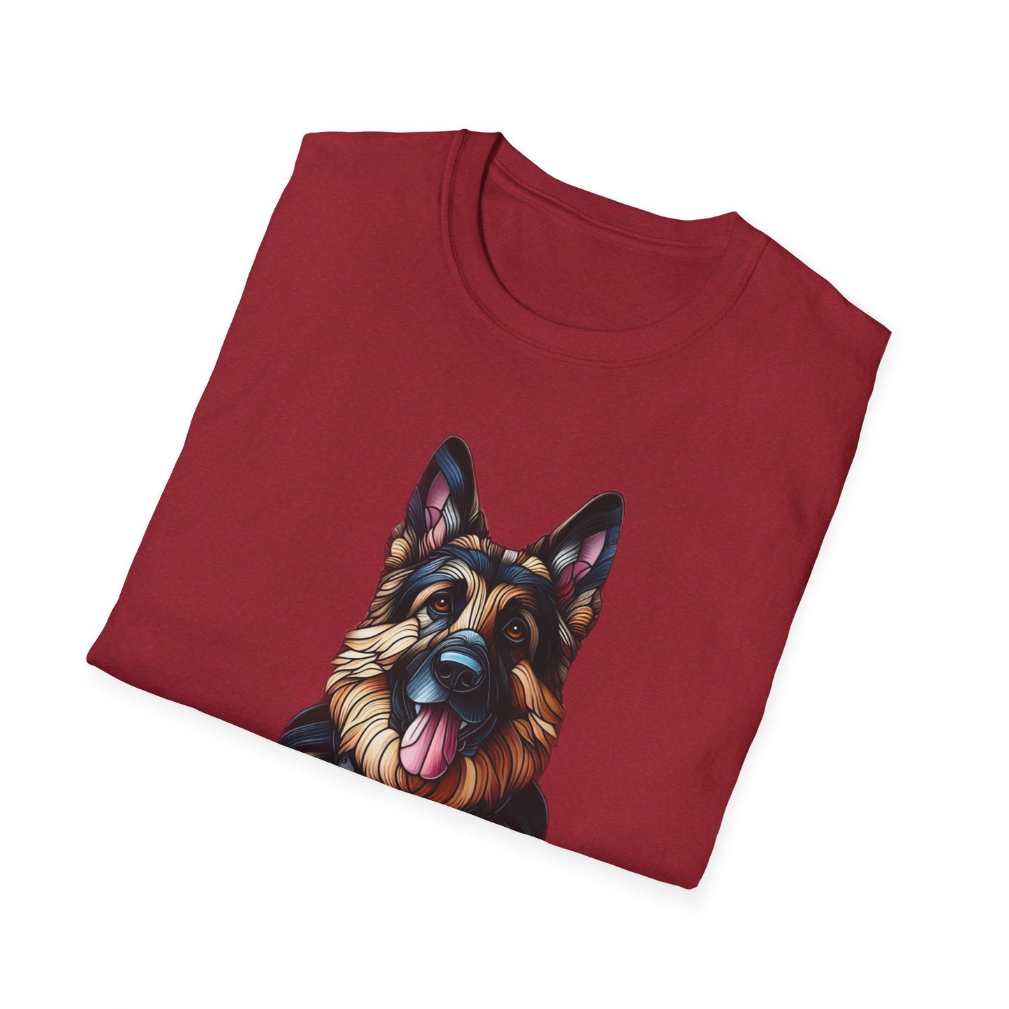 German Shepherd Stained Glass Unisex Softstyle T-Shirt