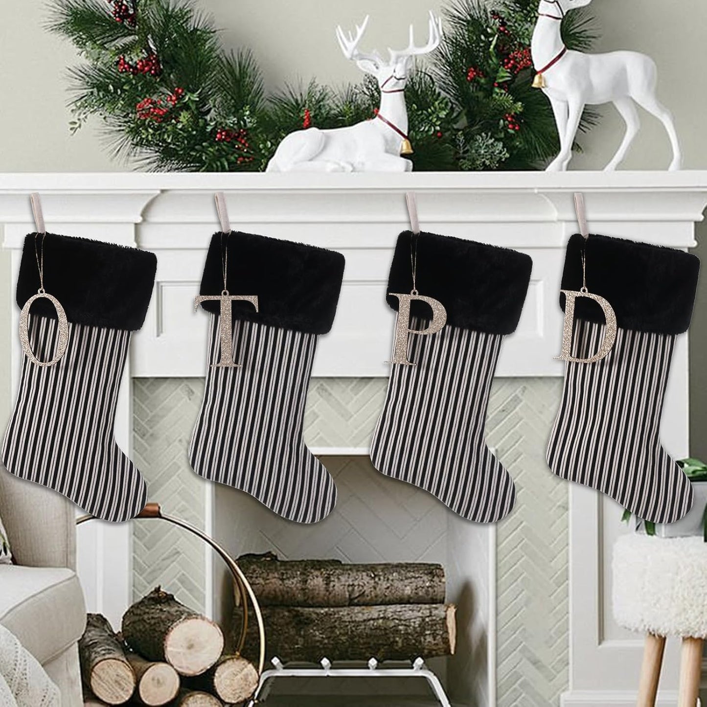 Gold Monogram Christmas Ornament,Personalized Initial Xmas Tree Ornament,Xmas Stocking Tag(Letter A)