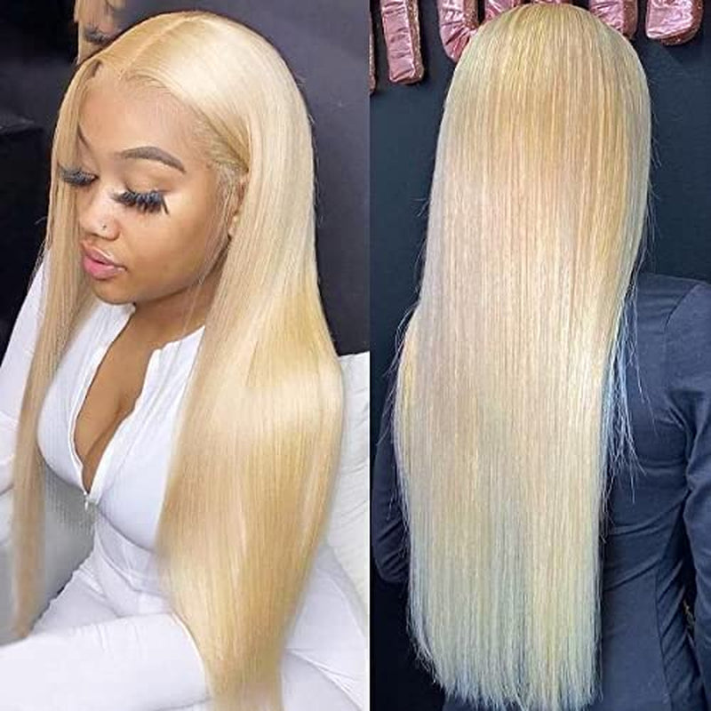613 Frontal Blonde Frontal 13X4 Frontal Human Hair 16 Inch Straight Brazilian Virgin Human Hair Frontal 12A Transparent HD Lace Frontal Pre Plucked with Natural Hairline