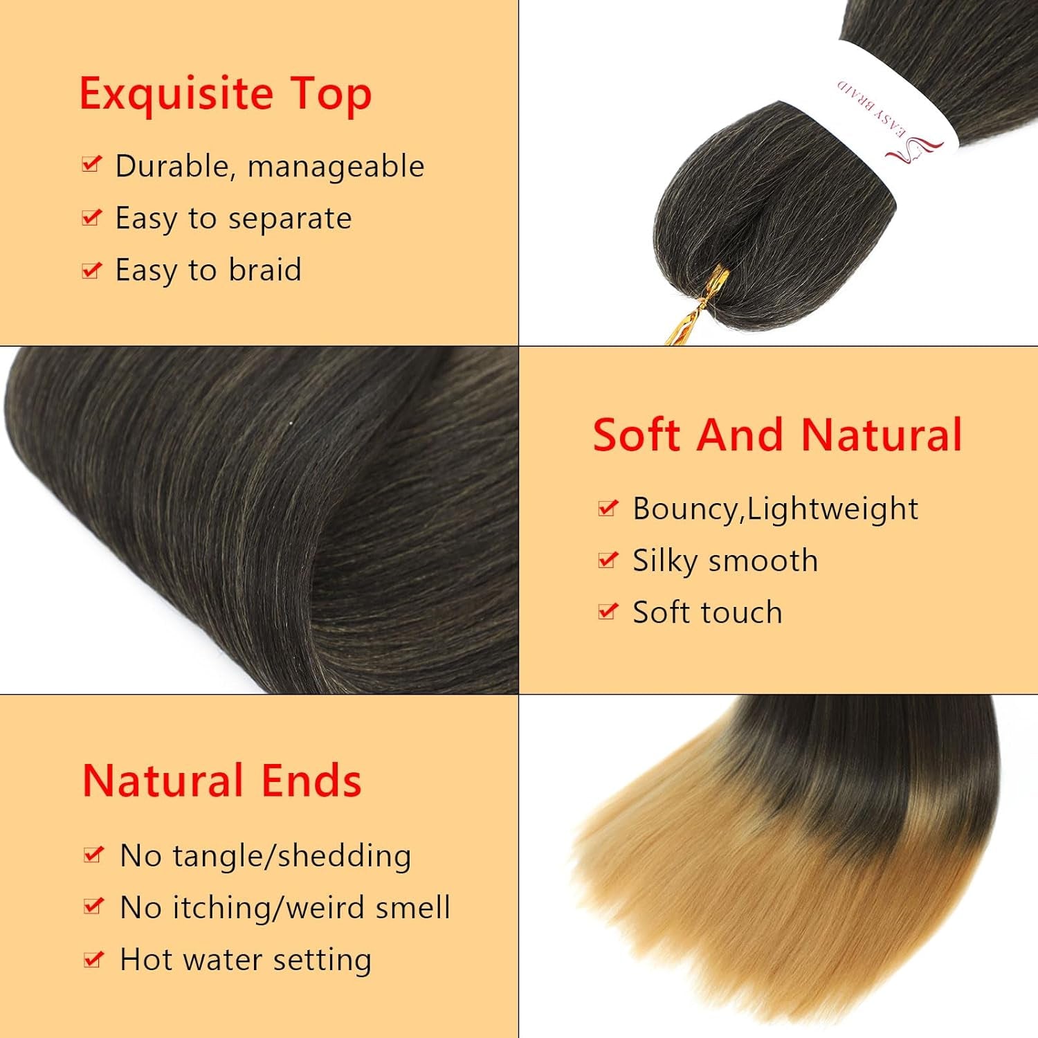 Braiding Hair Pre Stretched - 26 Inch Pre Stretched Braiding Hair 1B/27 Braiding Hair 8 Packs Ombre Braiding Hair for Black Women (26 Inch(8Packs), 1B/27)