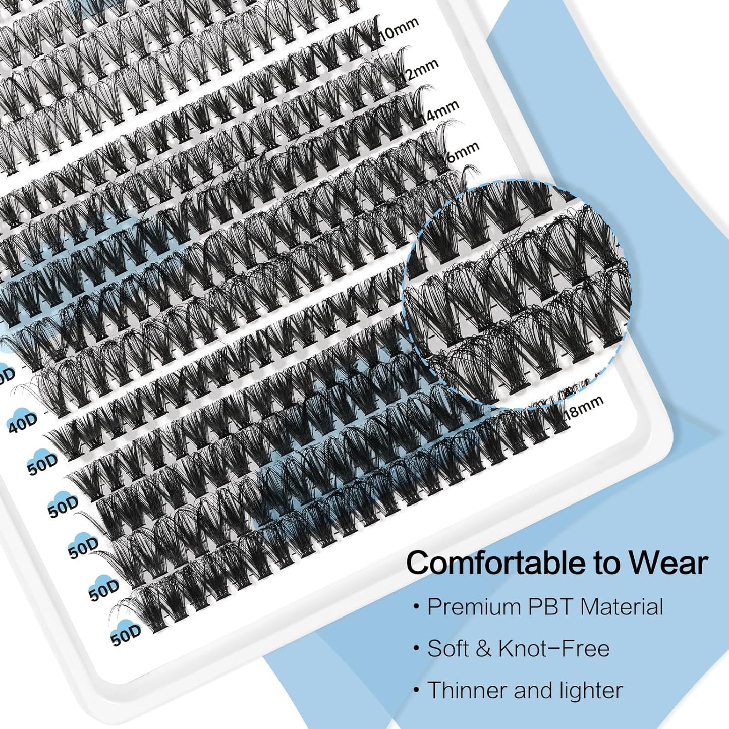 Lash Extension Kit 300Pcs Lash Clusters Kit DIY Eyelash Extension Kit with Lash Bond and Seal Eyelash Remover Lash Applicator Wispy Lashes Look like Extensions(20D+40D+50D, D-10-18Mix)