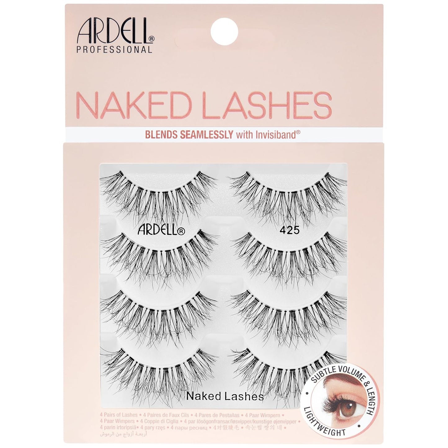 Naked Lashes 420 Multipack, Lightweight Natural Look, Invisiband for Comfort, Perfect for Everyday Wear, 4-Pairs, 1-Pack