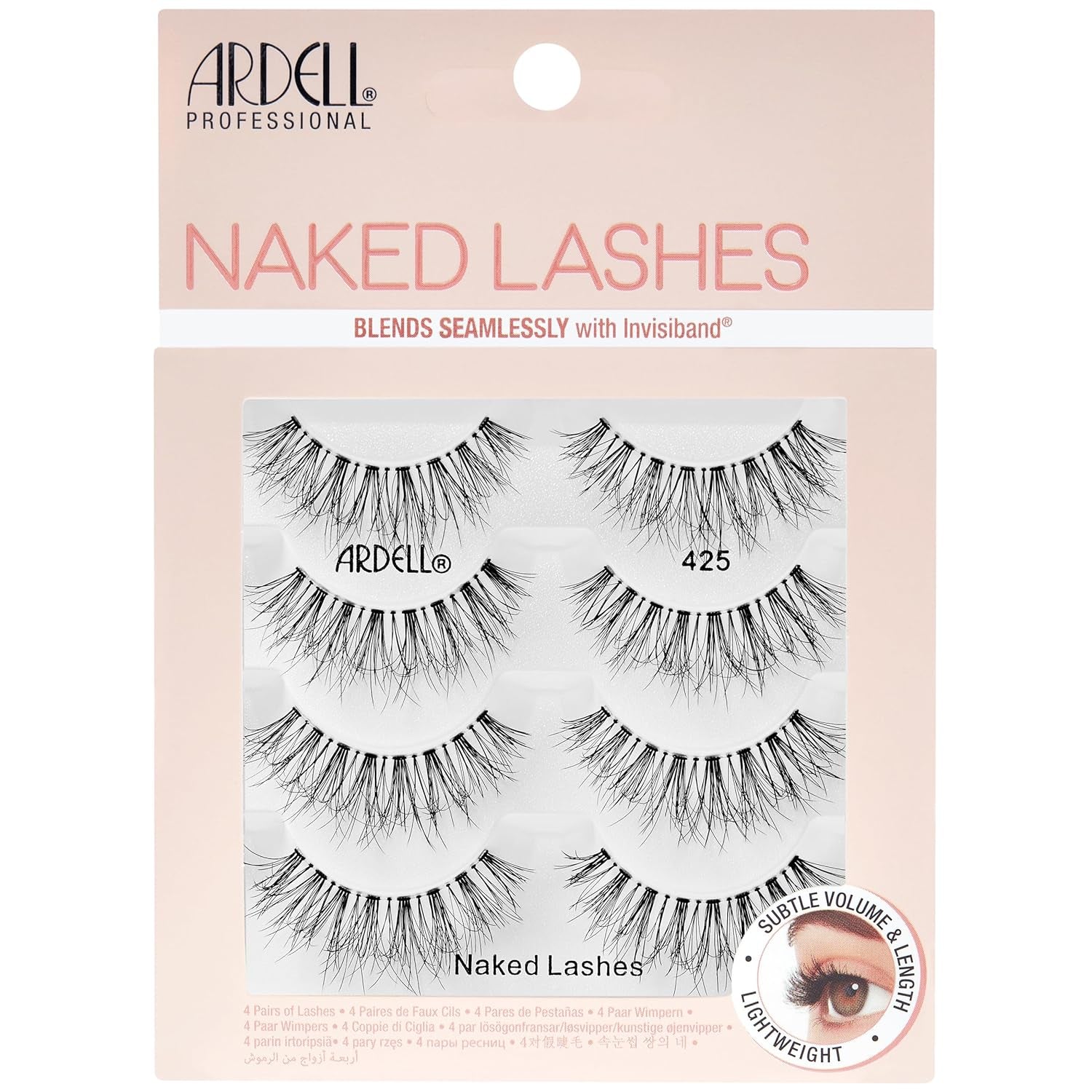 Naked Lashes 420 Multipack, Lightweight Natural Look, Invisiband for Comfort, Perfect for Everyday Wear, 4-Pairs, 1-Pack