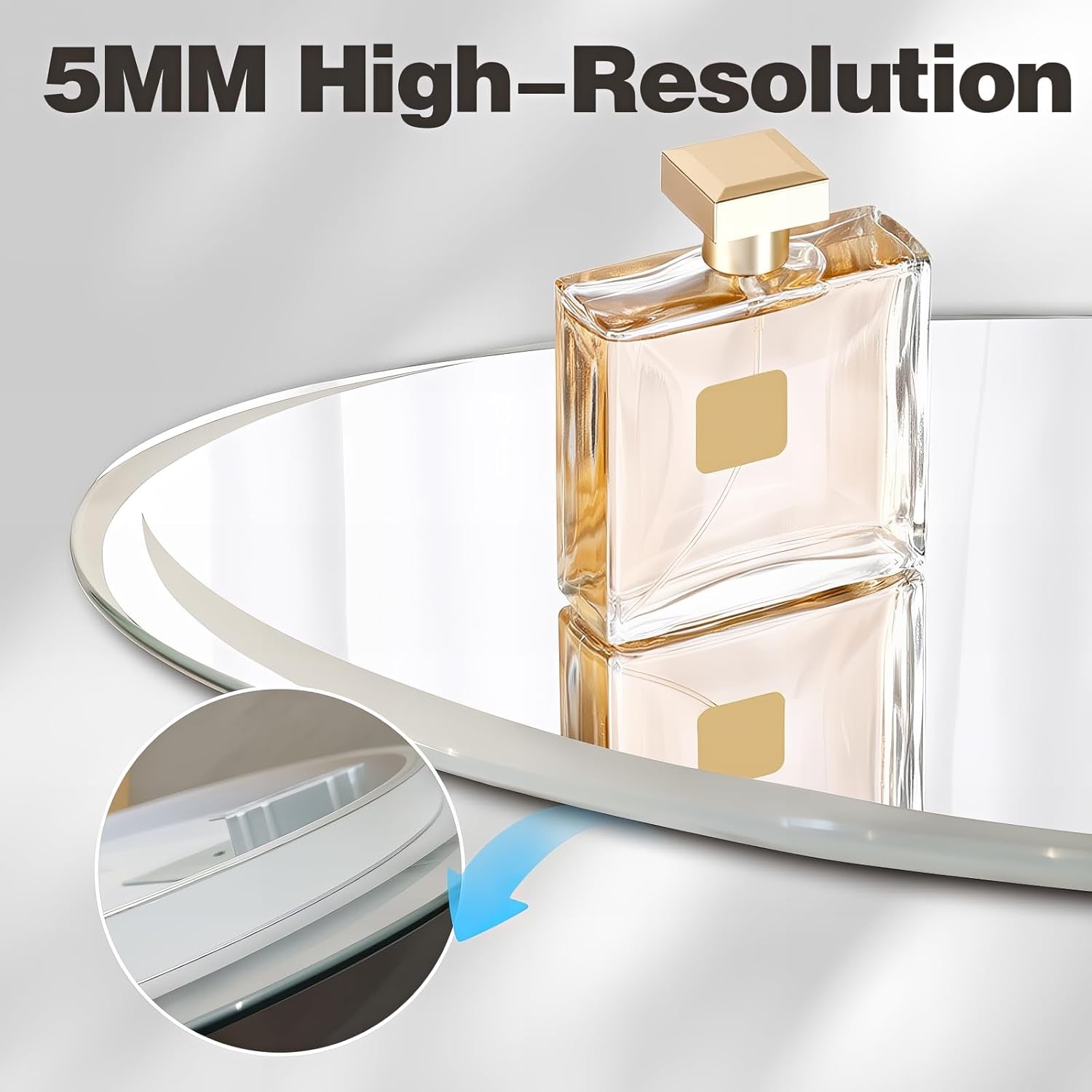 24" round LED Mirror for Bathroom with Front Light and Backlit, Stepless Dimmable Vanity Mirror with Lights, Frameless anti Fog Smart Mirror Wall Mounted, IP65 Waterproof, Shatter-Proof
