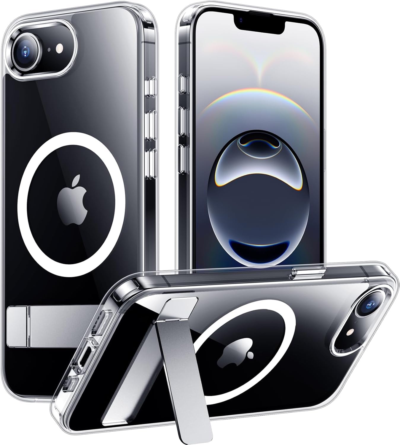 Magnetic Compatible with Iphone 16E Case, [Built-In Invisible Kickstand][Compatible with Magsafe][Military Grade Shockproof] Slim Translucent Matte Case for Iphone 16E 6.1" 2025