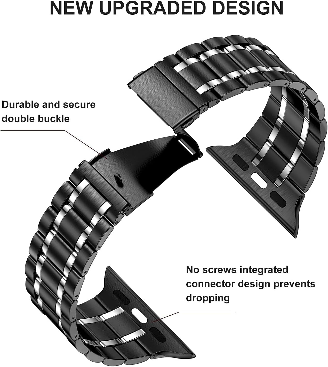 Stainless Steel Bands Compatible with Apple Watch Band 38Mm 40Mm 41Mm 42Mm 44Mm 45Mm Woman Men, Adjustable Metal Replacement Strap for Iwatch Apple Watch Series 9 8 7 6 5 4 3 2 1 SE
