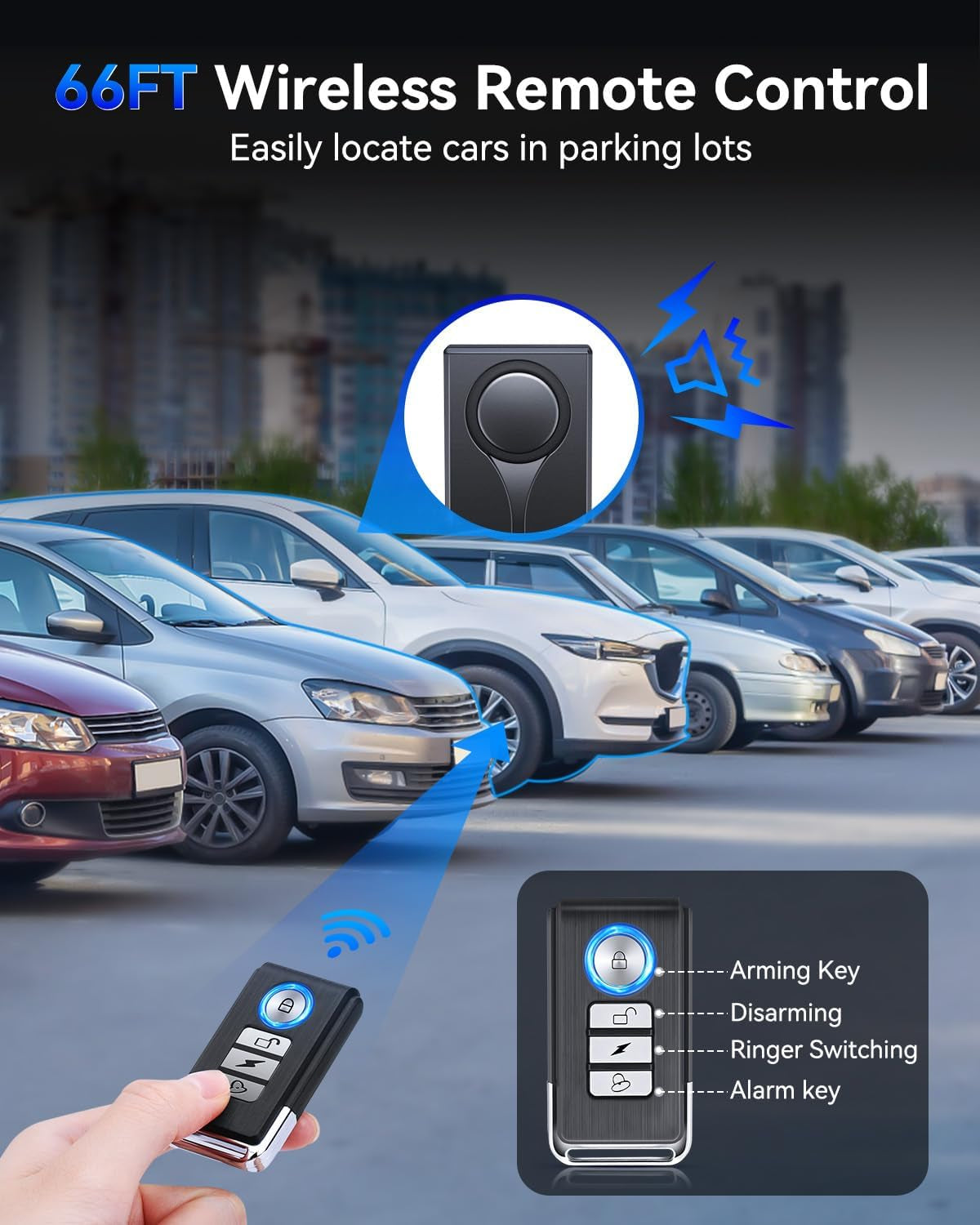 108Db Car Alarm System, Car Anti-Theft Vibration Sensor Alarm & Red Light Alarm, Wireless Remote anti Theft Car Device with Magnetic Install Design for Car, Truck (2 Alarm)