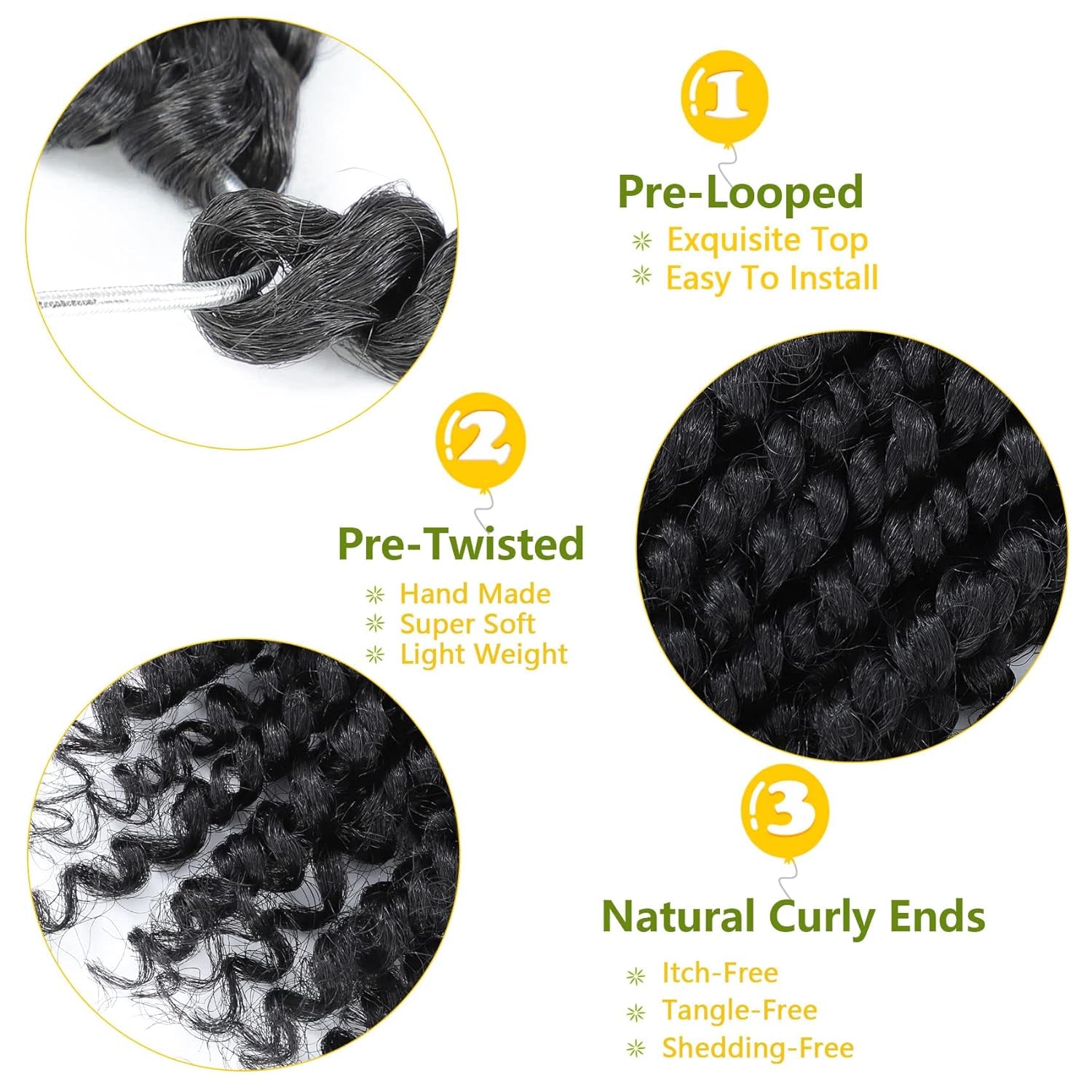 Passion Twist Hair 8 Inch, 8 Packs Passion Twist Crochet Hair for Black Women, Prelooped Crochet Twist Hair with Curly Ends (8Inch, 1B#)