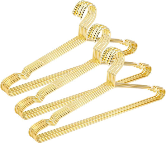 17.7" Strong Metal Wire Clothes Hangers, Coat, Standard Suit Hangers, Ideal for Everyday Use, 30 Pack, Gold