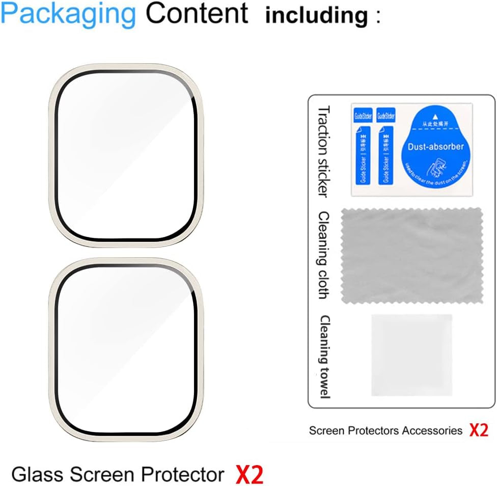 2-Pack for Apple Watch Ultra 2 49MM Case/Ultra 49MM Case, Waterproof Ultra-Thin Full Coverage Metal Tempered Glass Screen Protector Cover Case for Iwatch Series 9 8 Ultra 49MM -Original