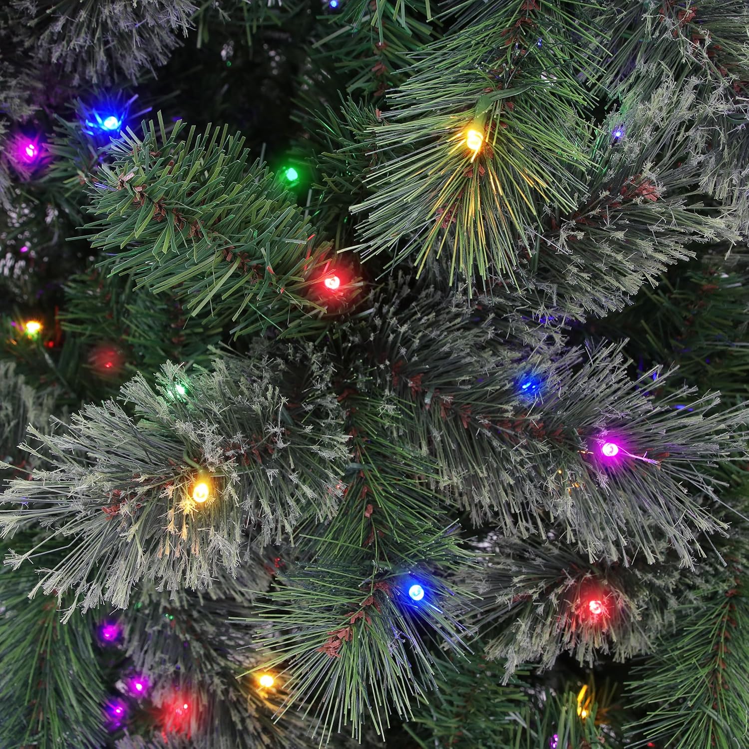 7.5' Pre-Lit Christmas Tree - Cashmere Pine Tree with 500 Bicolor LED Lights & Metal Stand - 10 Light Functions & 52" Diameter