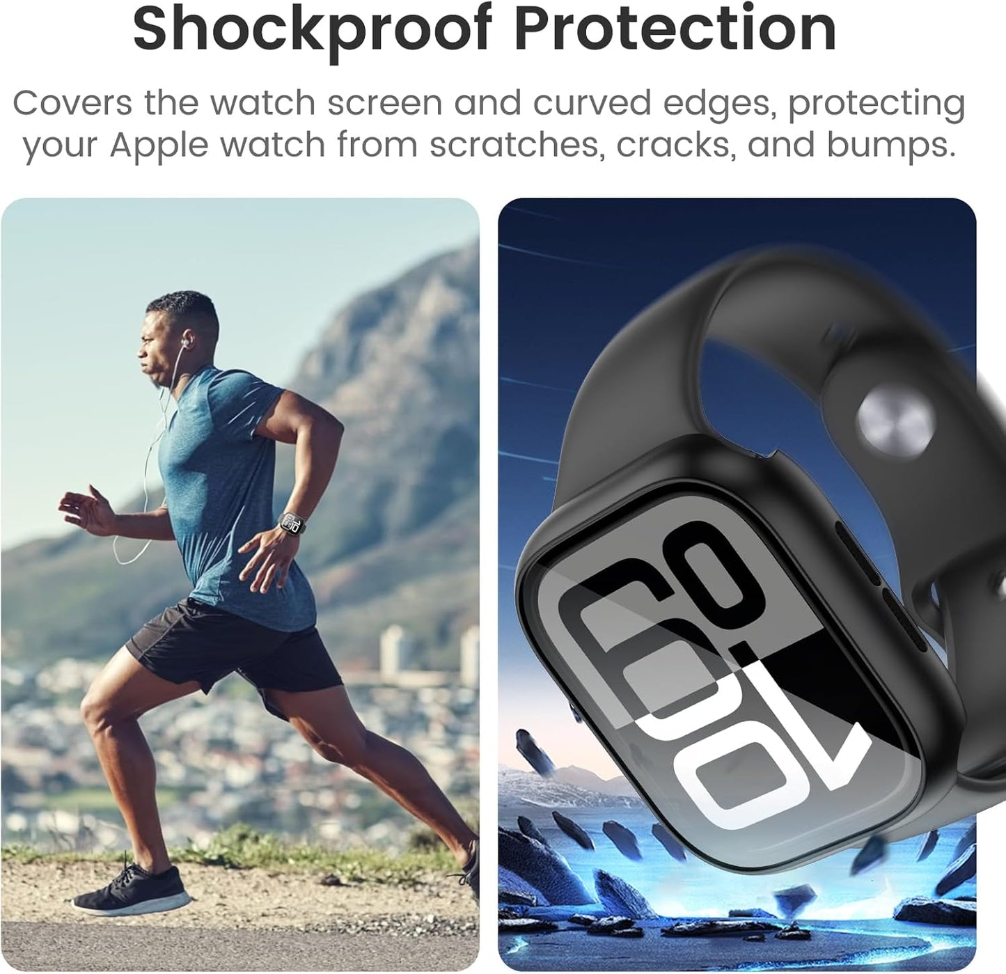Waterproof Case and Glitter Stretchy Bands Compatible with Apple Watch Series 10 42Mm