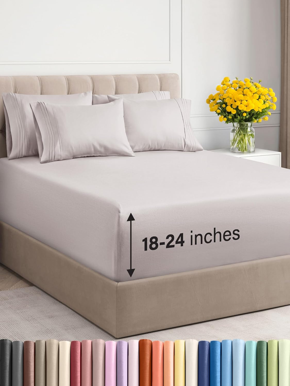 Extra Deep King Sheet Set - 6 Piece Breathable & Cooling Sheets - Hotel Luxury Bedding Set 18-24 Inch Extra Deep Pockets - Easy & Secure Fit - Super Soft, Wrinkle Free & Comfy - Navy Blue, King Size