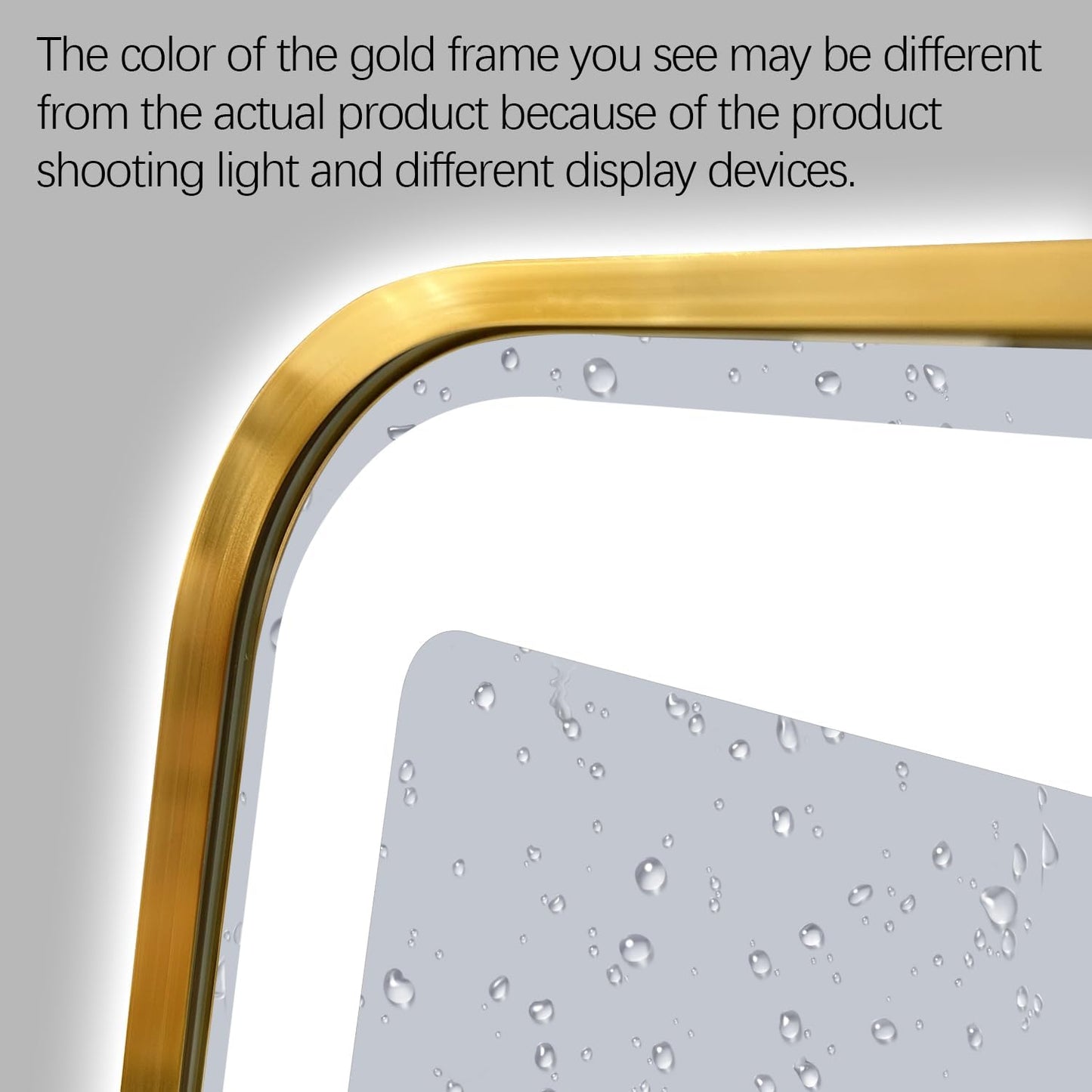 LED Bathroom Mirror, 36"X28" Rectangle Wall Mounted Vanity Mirrors with Metal Frame, anti Fog Dimmable Smart Mirror for Bathroom/Bedroom/Livingroom/Entryway, (Horizontal or Vertical),Gold