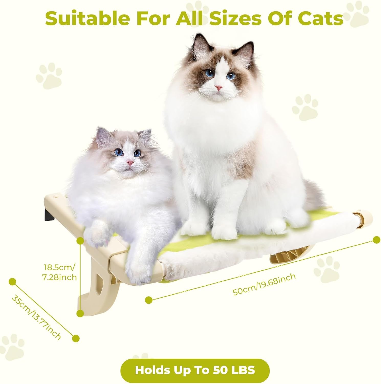 Cat Window Perch, Cat Window Hammock for Large Indoor Cats, Easy to Assemble & Adjust Cat Bed with Removable Cover, Cat Window Seat with Sturdy Bolster Fits for Windowsill,Bedside,Drawer and Cabinet