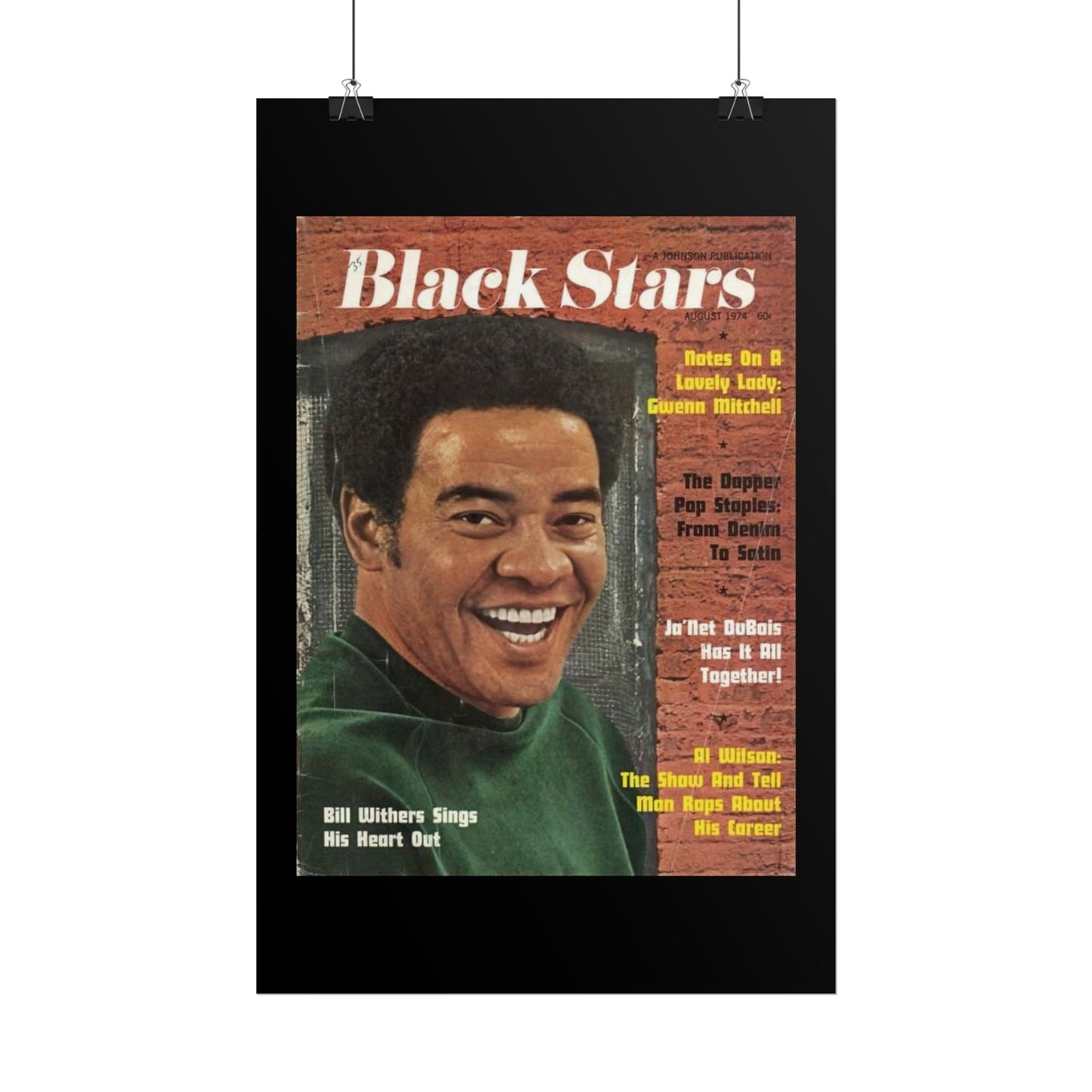 Vintage Music Rolled Posters - Bill Withers, August 1974 Design