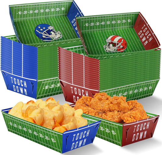 50 Pack Football Party Decorations Paper Food Trays - Helmet Movie Night Supplies Snack Stadium Serving Plates for Super Football Bowl Birthday Disposable Decor