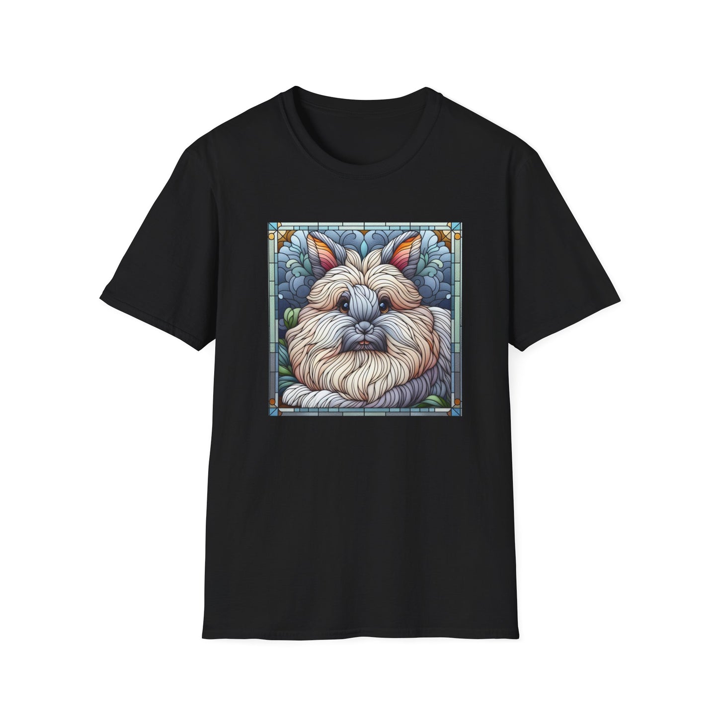 Angora Rabbit Animal Stained Glass Design Unisex Softstyle T-Shirt