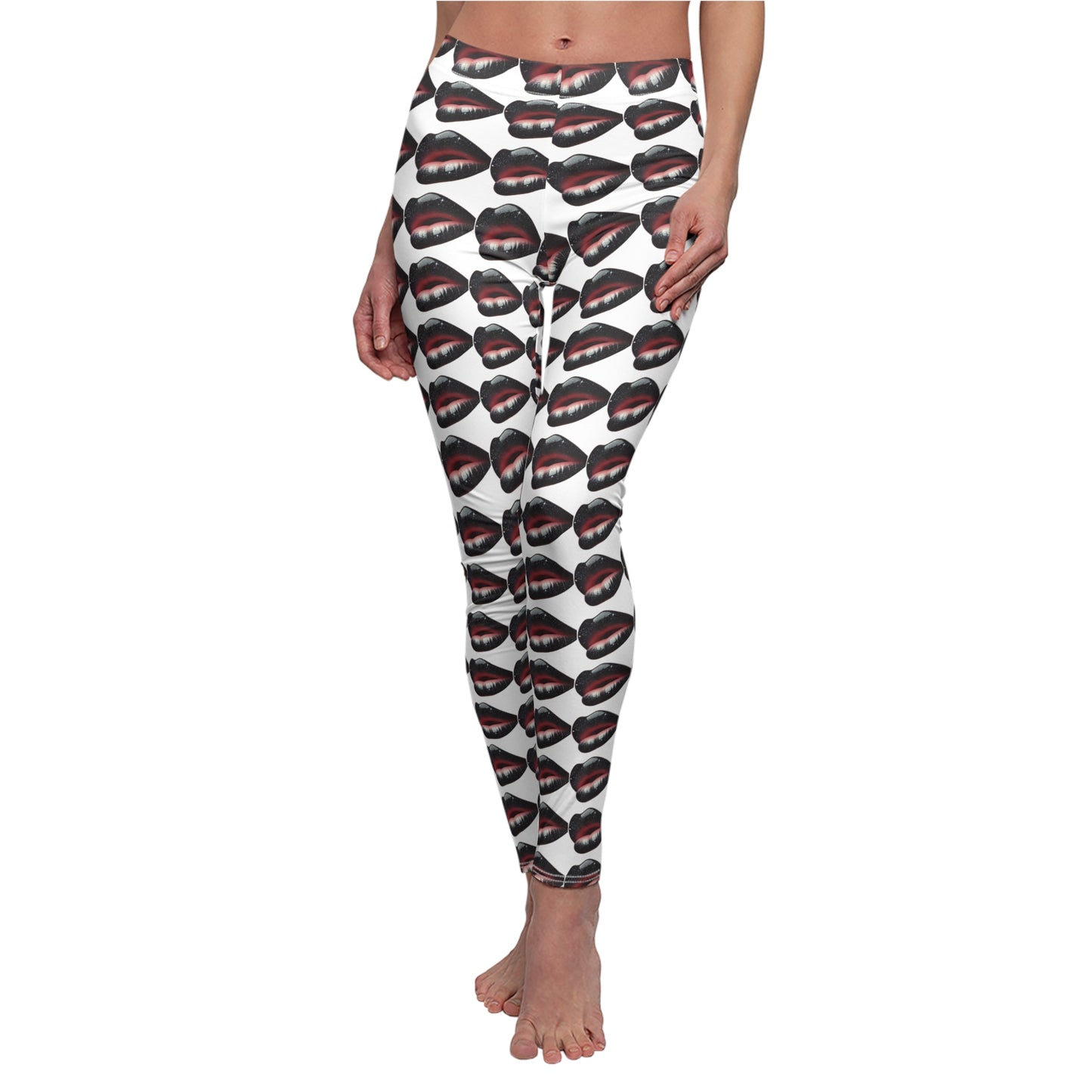GALAXY LIPS GLOSSY Women's Cut & Sew Casual Leggings (AOP)