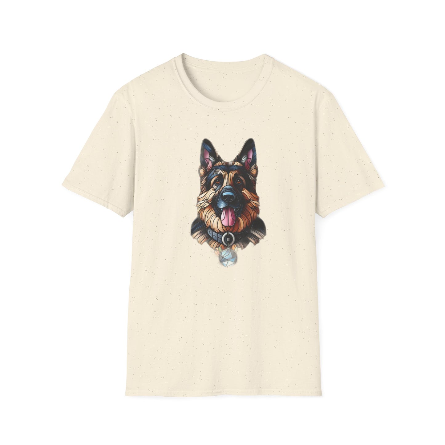 German Shepherd Stained Glass Unisex Softstyle T-Shirt