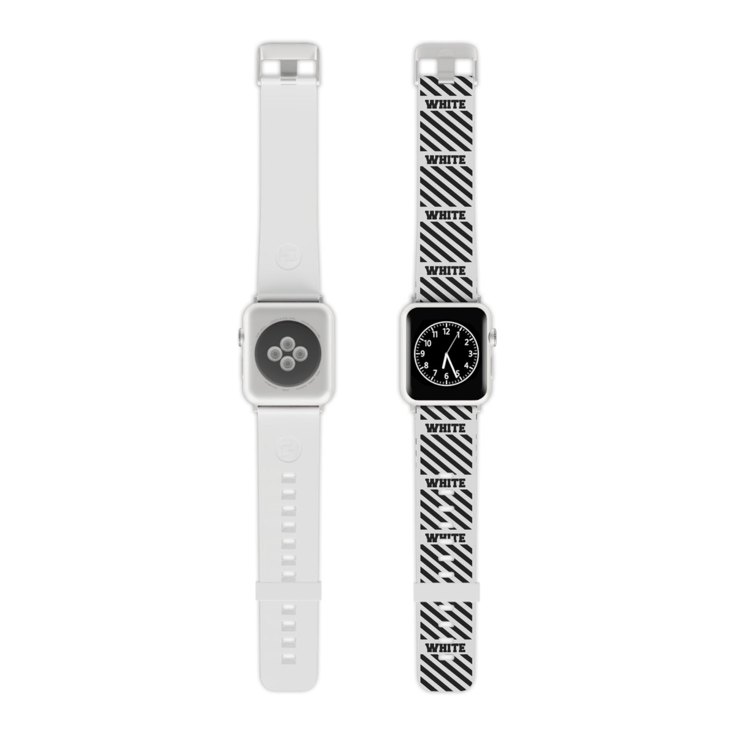 Stylish Black & Off-White Inspired Apple Watch Band - Modern Design with 'WHITE' Text