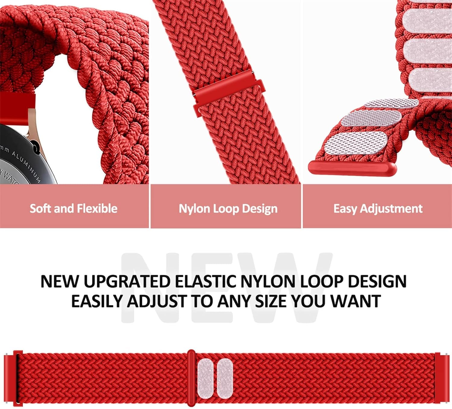 Nylon Band for Samsung Galaxy Watch 5 40Mm 44Mm/5 Pro 45Mm,Braided Solo Loop Elastics Strap for Galaxy Watch 4 40Mm 44Mm/4 Classic 42Mm 46Mm/Galaxy Watch 3 41Mm/Active 2 40Mm 44Mm
