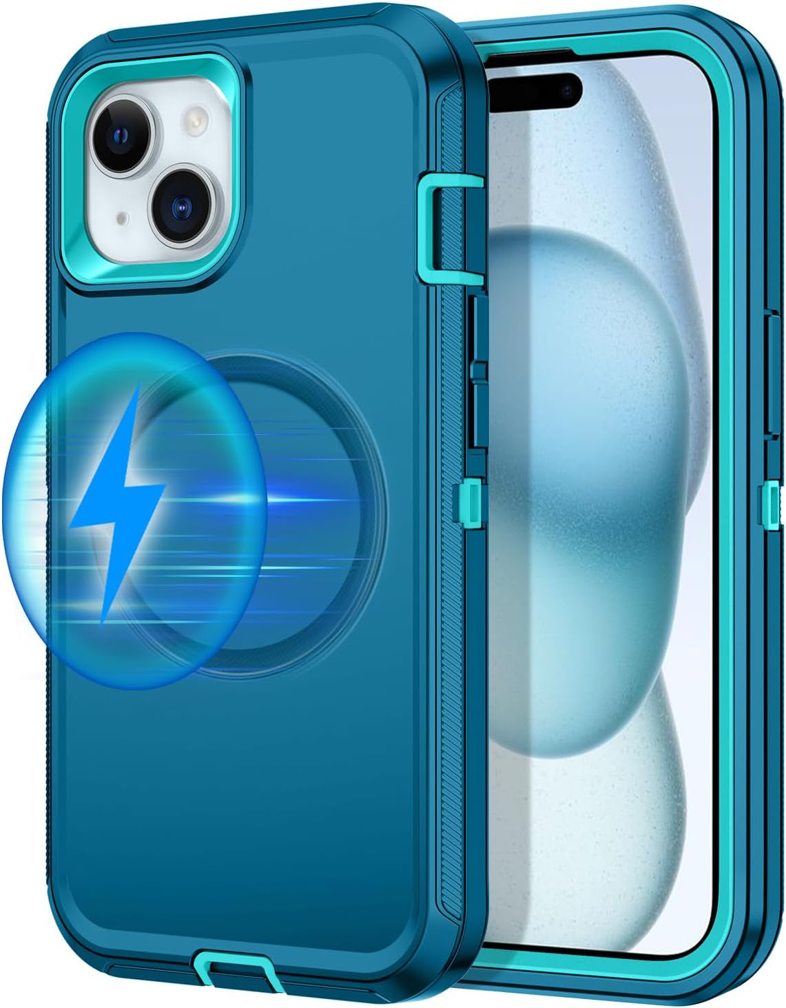 For Iphone 16E Case [Compatible with Magsafe] Shockproof 3-Layer Full Body Protection [Without Screen Protector] Rugged Heavy Duty Cover Case for Apple Iphone 16E 6.1",Turquoise