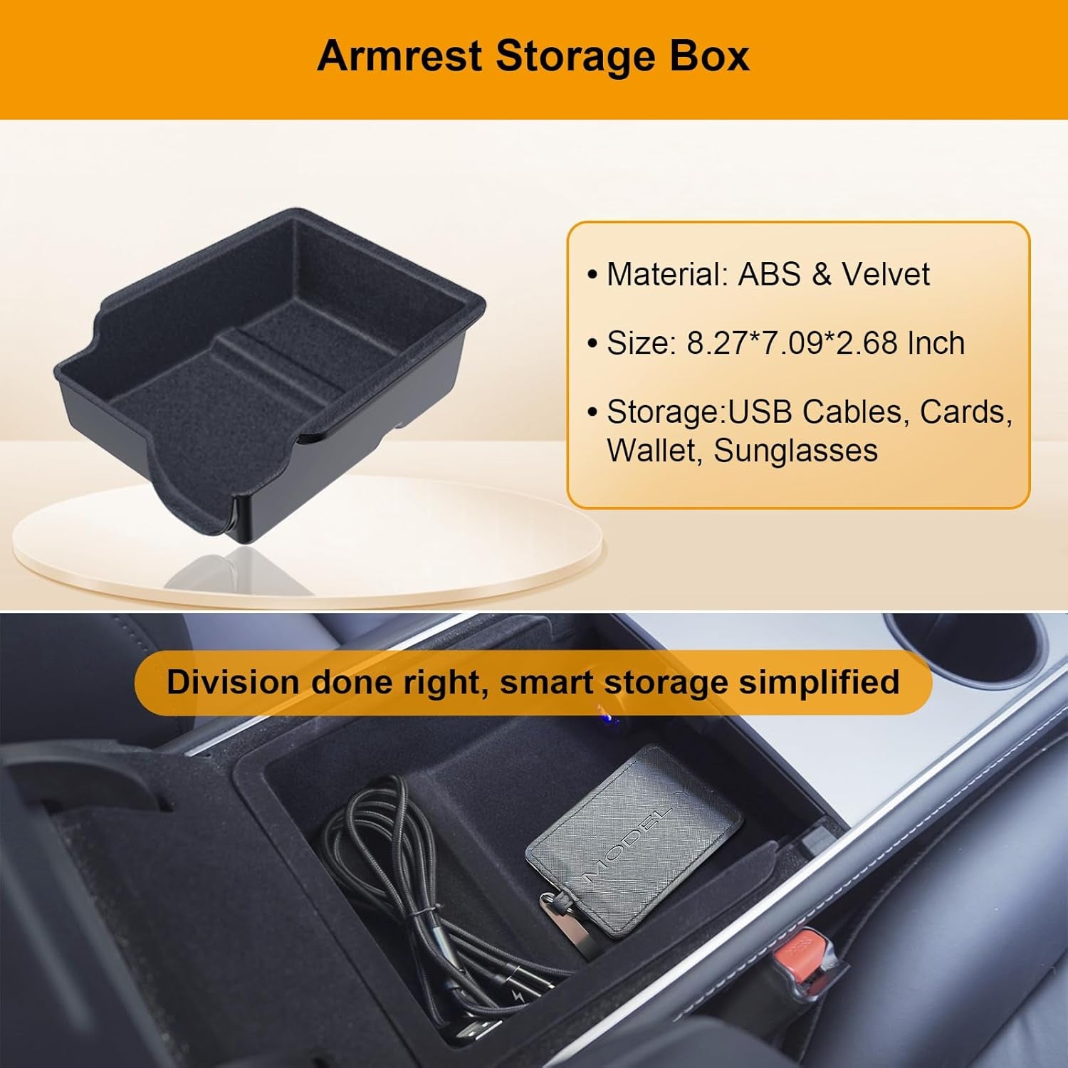 Center Console Organizer Tray 5PCS for Tesla Model Y Accessories 2024 2023 2022 2021 2020, Armrest Storage Tray and Hidden Storage Box, Cup Holder Insert, under Seat Storage Box