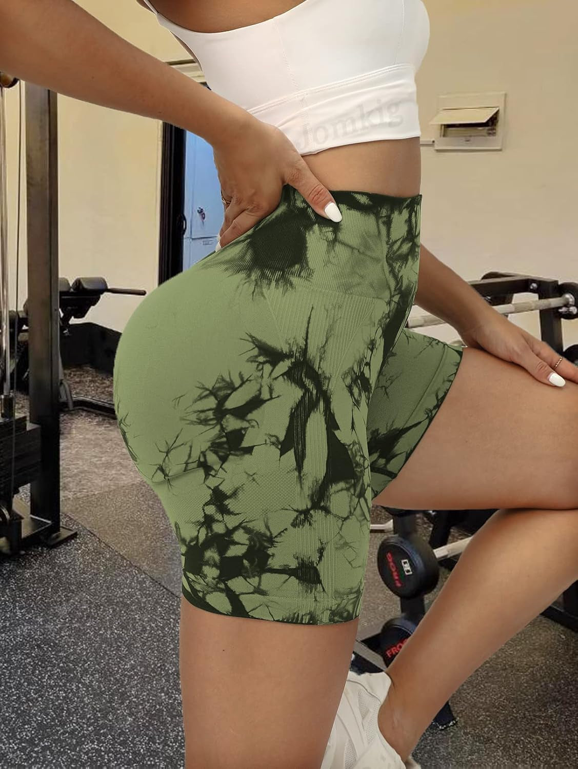 Butt Scrunch Seamless Shorts for Women High Waist Seamless Workout Yoga Gym Running Biker Shorts Olive X-Large