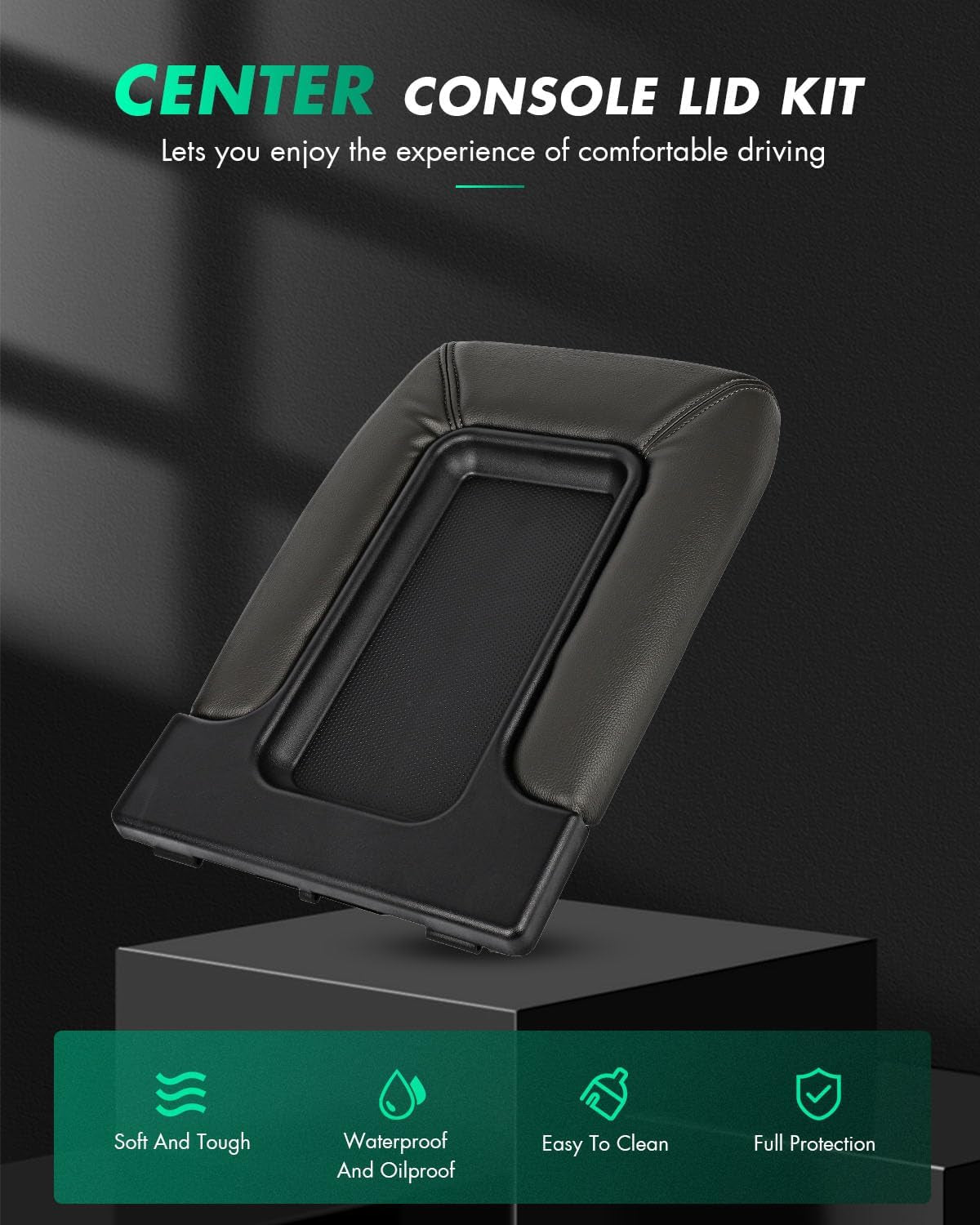 Auto Dark Grey Center Console Lid Kit Replacement Fit for 2001-2007 for GMC Sierra for Chevrolet Silverado