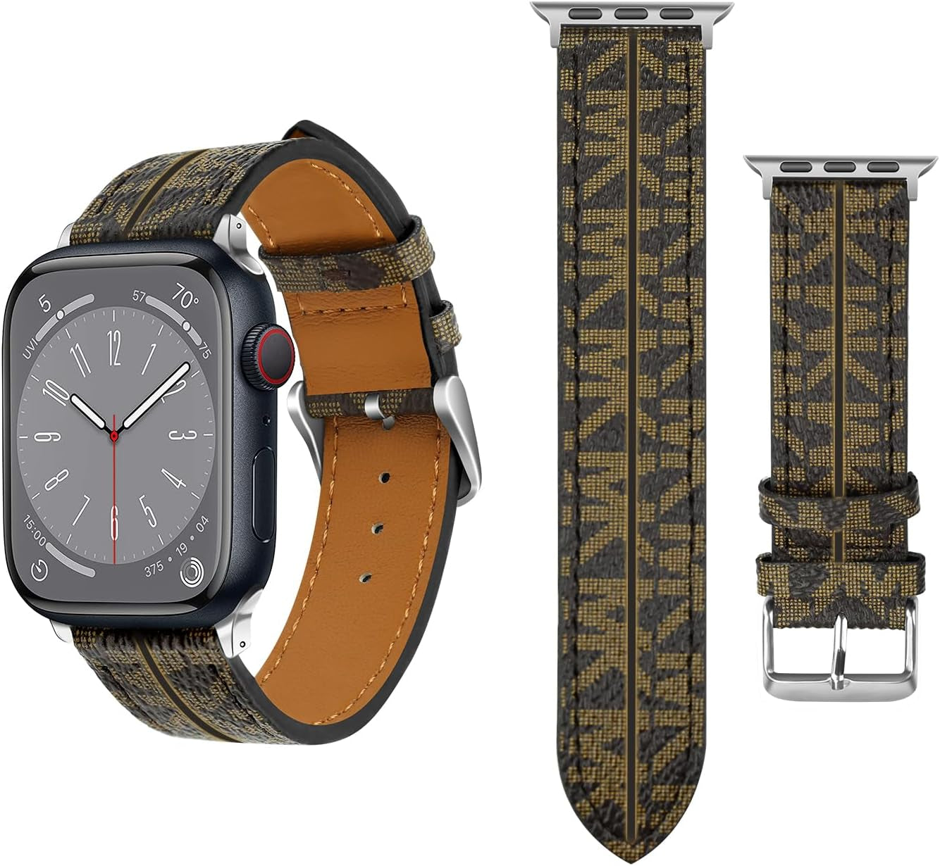 Compatible with Apple Watch Band 49Mm 45Mm 44Mm 42Mm 41Mm 40Mm 38Mm for Women Men, Classic Designer Leather Replacement Strap for Apple Iwatch Ultra/Ultra 2 Series SE SE2 9/8/7/6/5/4/3/2/1