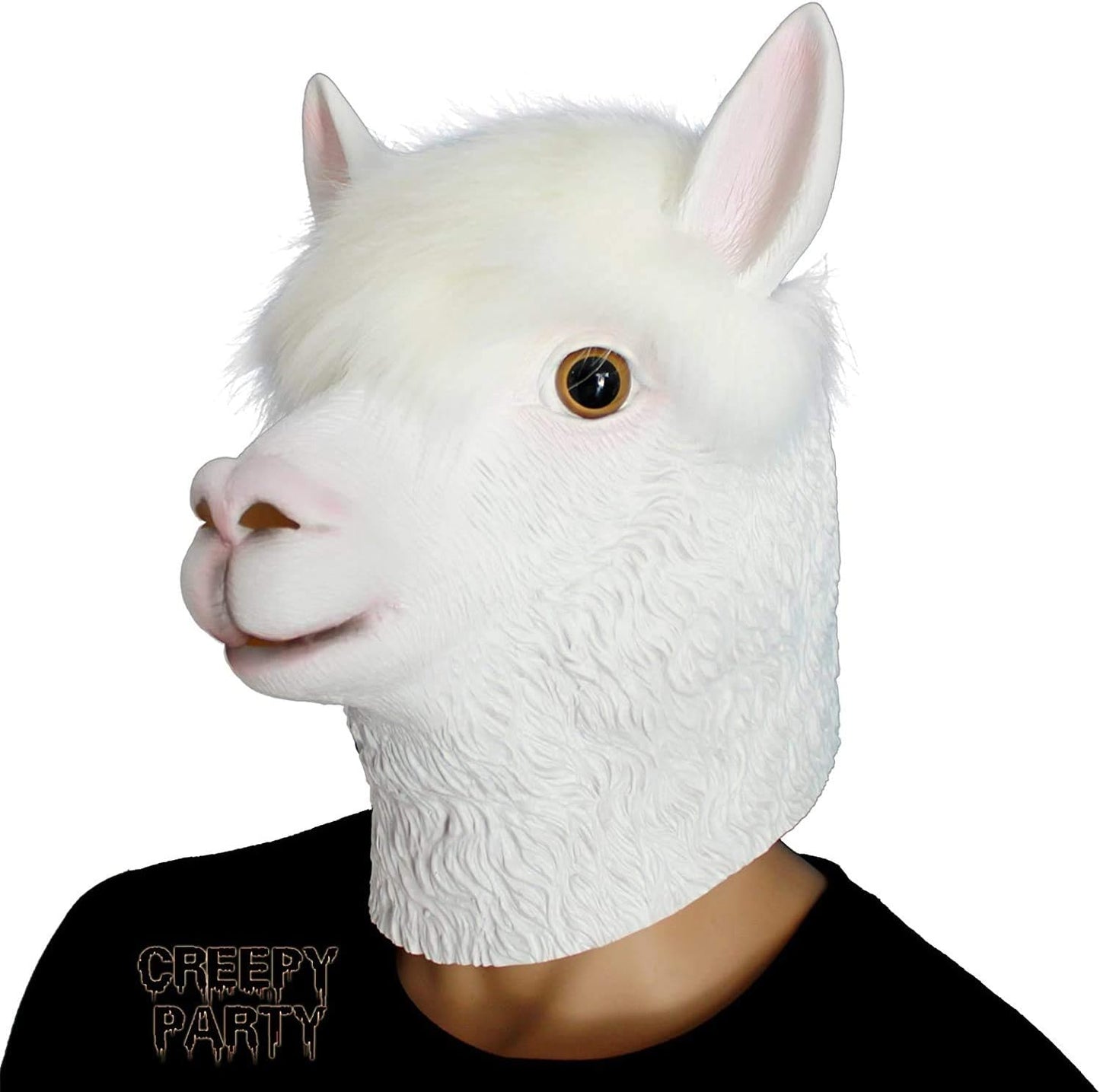 Animal Mask Costume Novelty Halloween Costume Party Latex Animal Head Mask Alpaca Mask White (Llama)