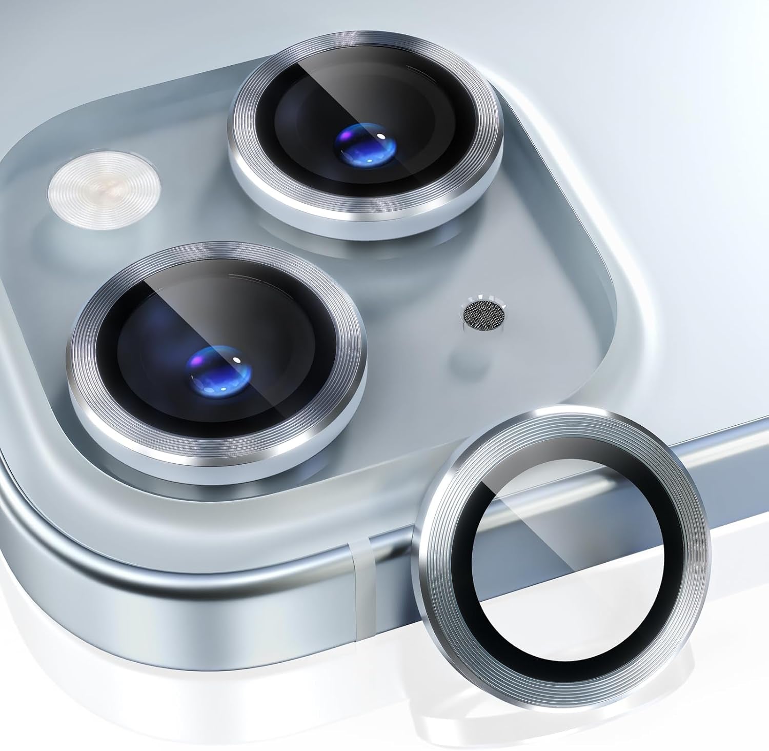 Compatible for Iphone 16 /Iphone 16 plus Camera Lens Protector Bling, 9H Tempered Glass Camera Cover Screen Protector Metal Ring Decoration Accessories(Glitter-Pink)