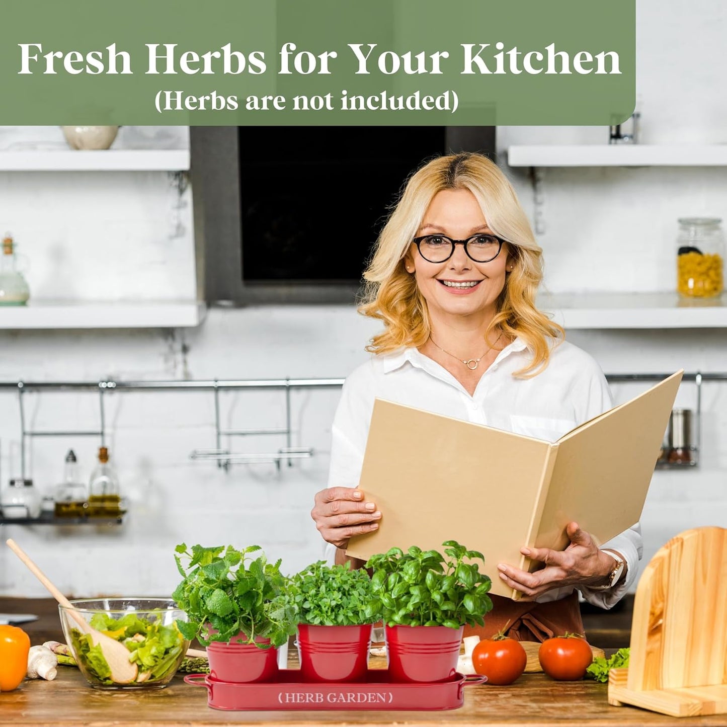 Indoor Herb Garden, Herb Garden Planter for Indoor/Outdoor, Farmhouse Plant Pots, Windowsill Herb Garden with Tray(Planter Only) Window Pots