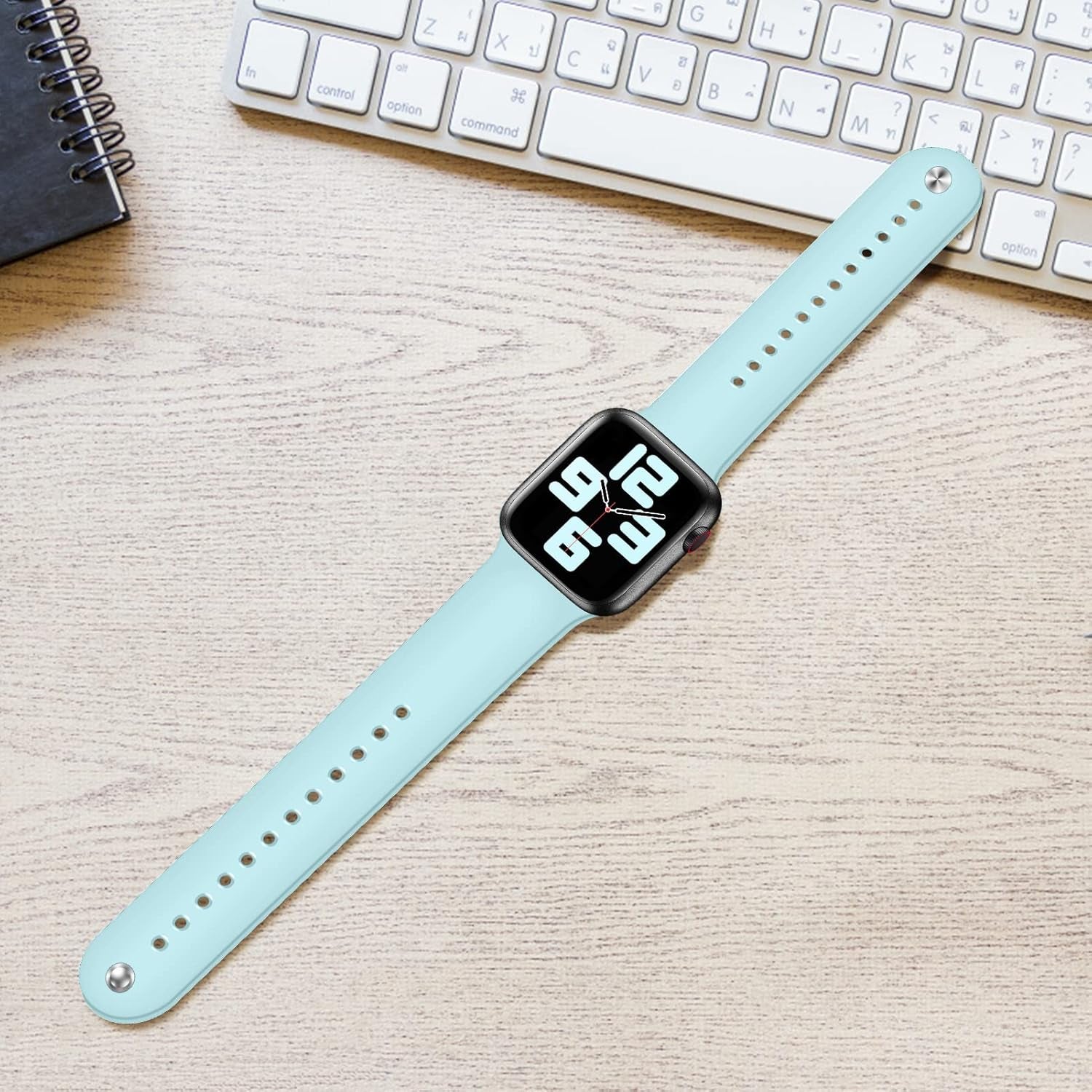 Sport Breathable Silicone Strap Compatible with Apple Watch Band 38Mm 40Mm 41Mm 42Mm 44Mm 45Mm, Elastic Silicone Band for Iwatch Series 8 Ultra 7 6 5 4 3 2 1 SE