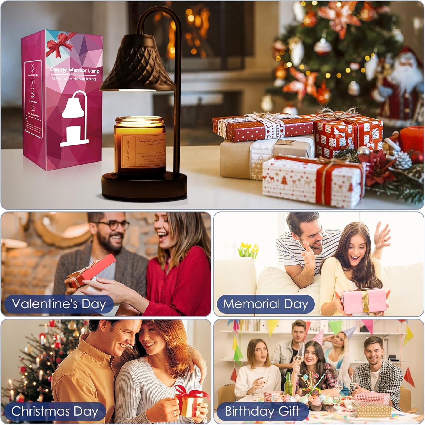 Electric Candle Warmer Lamp with Timer, Wax Warmer for Scented Wax Embellish Life, Relieve Stress, Fall Asleep Easily Fits All Candle Jar - Black Candle Lamp for Home Decor Gifts