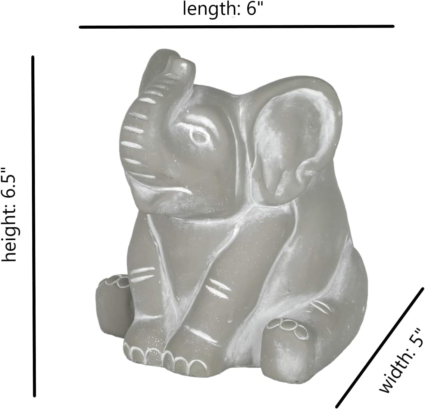 Cement Buddies Indoor or Outdoor Planter with Drainage Hole, Elephant, Small, Natural Gray, 6.5In