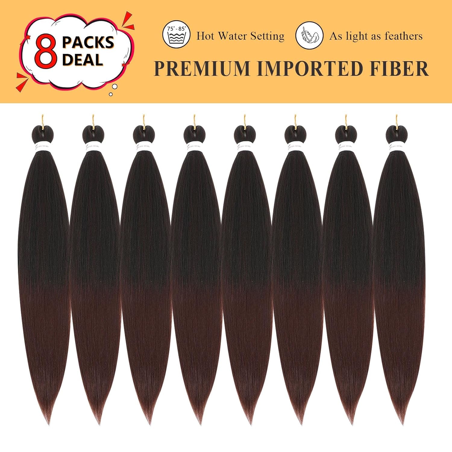 Braiding Hair Pre Stretched - 20 Inch Pre Stretched Braiding Hair 1B/33 Braiding Hair 8 Packs Ombre Braiding Hair Pre Stretched for Black Women (20 Inch(8Packs), 1B/33)