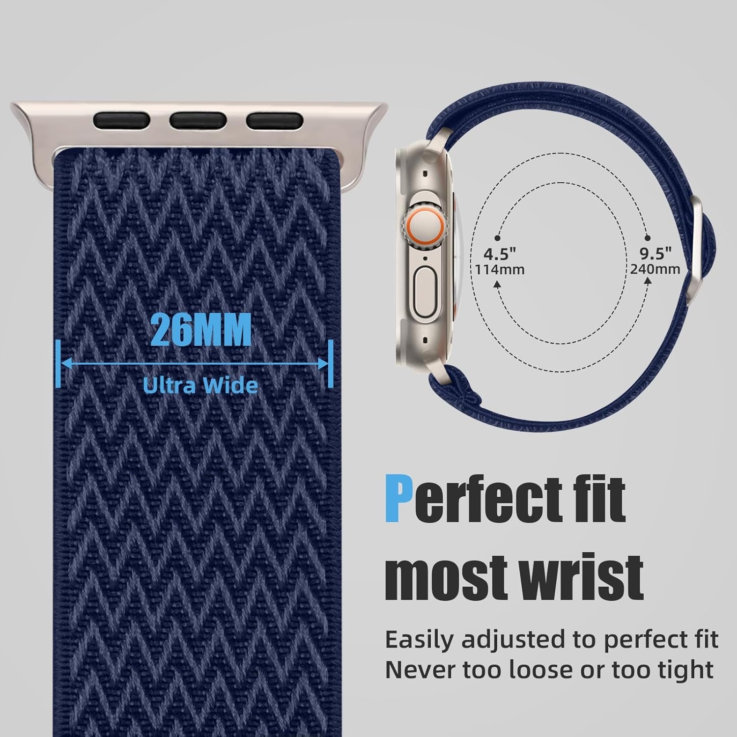 Nylon Sport Band Compatible with Apple Watch Ultra 2/Ultra Band,Compatible with Apple Watch Bands for Men 49Mm 45Mm 44Mm 42Mm,Adjustable Stretchy Solo Loop Strap for Iwatch Series 9-1 SE