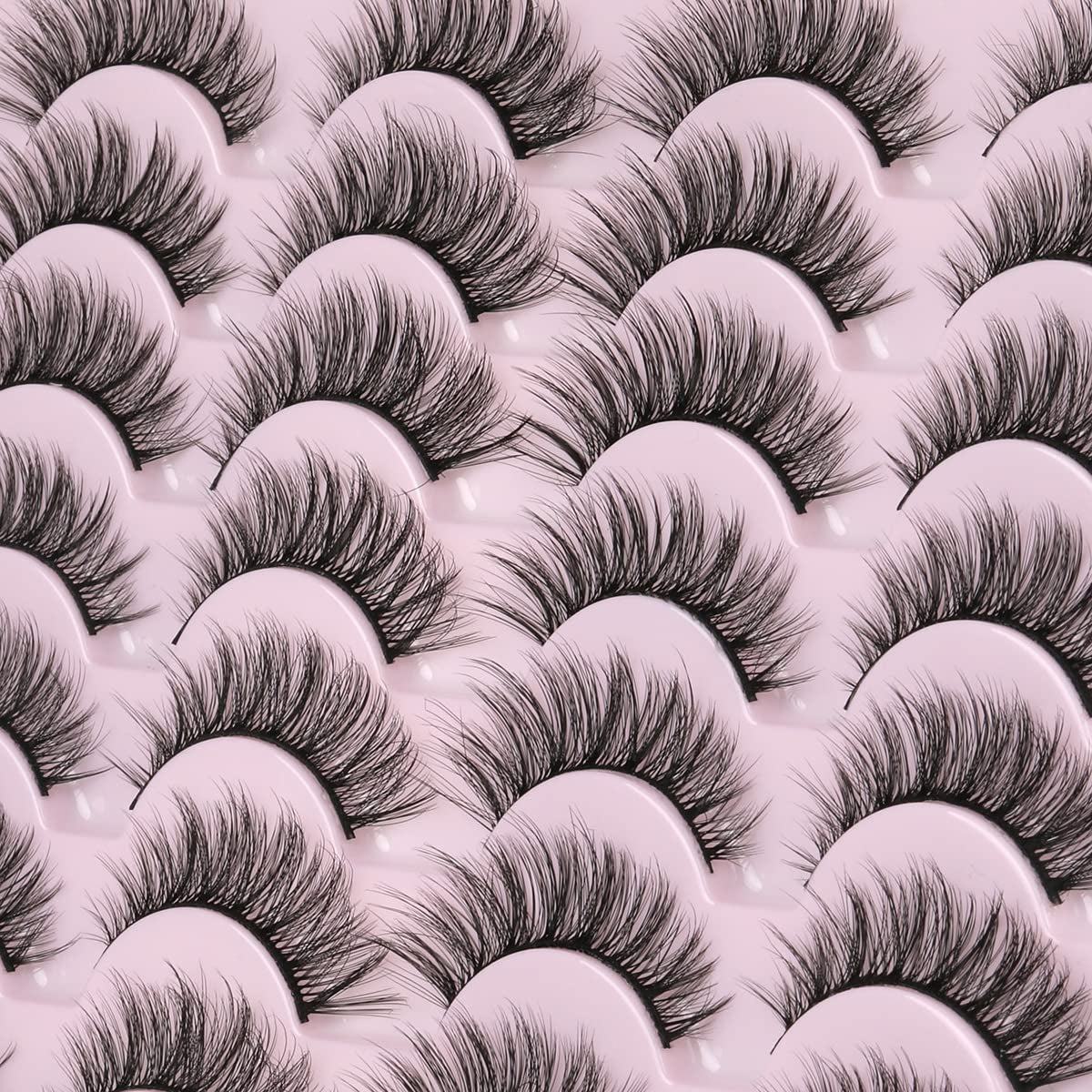 False Eyelashes 14Mm Faux 3D Mink Lashes Natural Look Fluffy Cat Eye Wispy Lashes Pack by , 14 Pairs