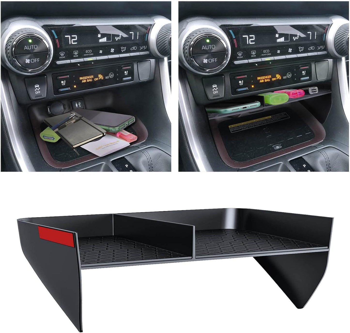 Upgraded Center Console Organizer Compatible with Toyota RAV4 2025 2024 2023 2022 2021 2020 2019 Interior Accessories, Gear Shift Storage Tray Secondary Box Insert Divider - 2Pcs
