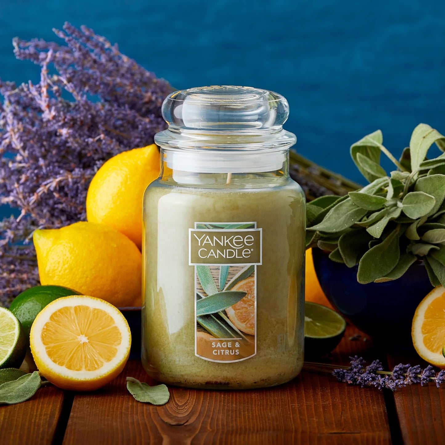 Sage & Citrus Scented, Classic 22Oz Large Jar Single Wick Candle, over 110 Hours of Burn Time, Ideal for Home Decor and Gifts