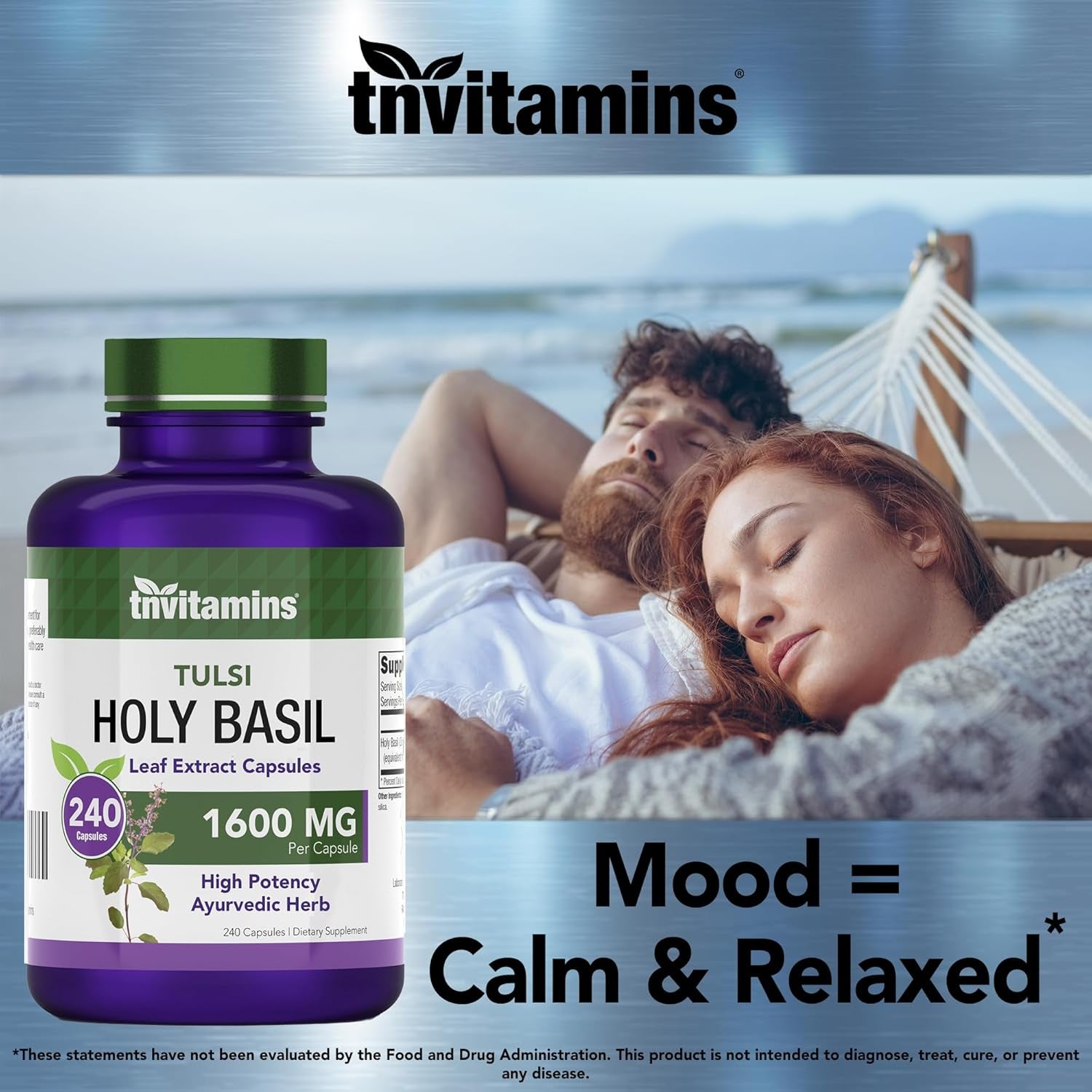 Holy Basil Capsules (1,600 Mg Equivalent - 240 Capsules) | 8 Month Supply | AKA Tulsi | May Promote Stress & Frustration Relief* | Adaptogenic, & Ayurvedic Herb TLBH