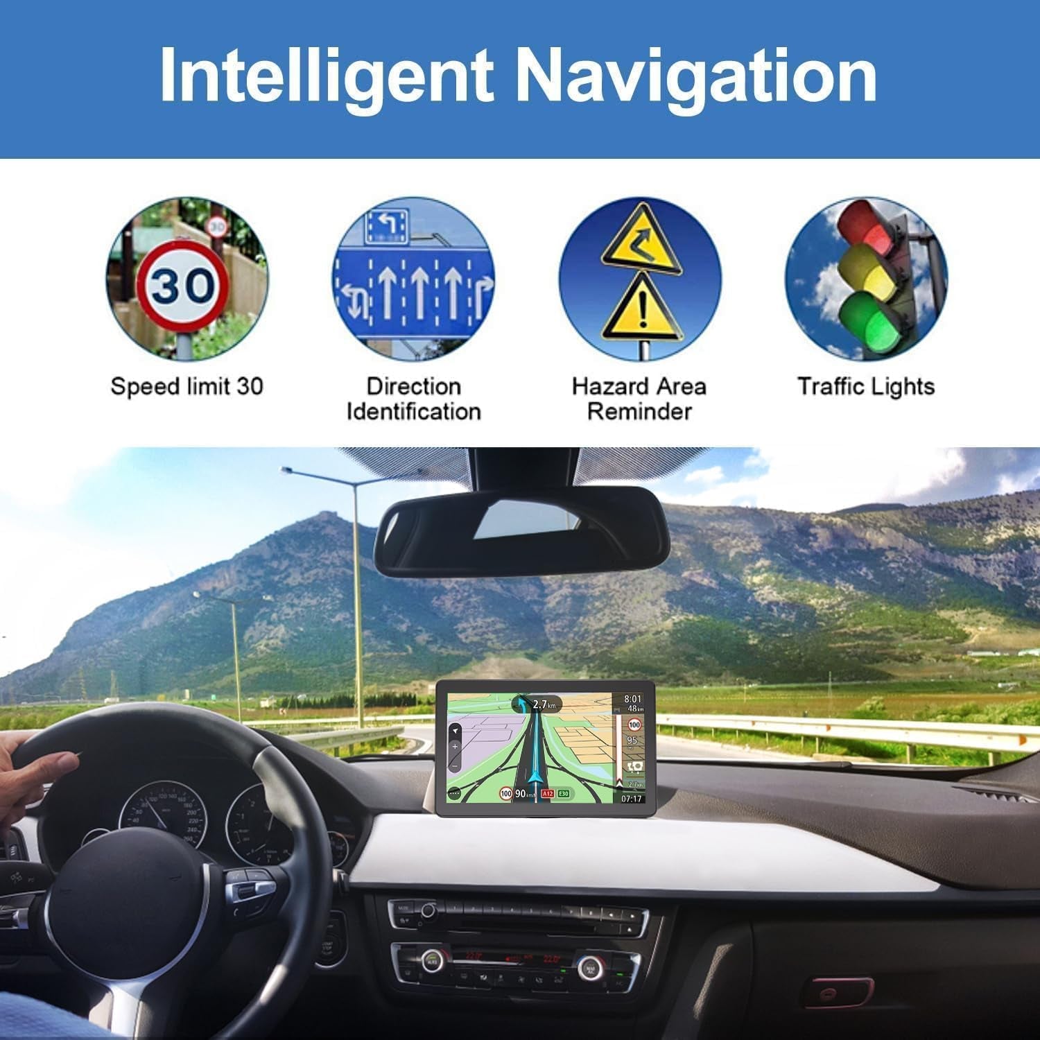 Upgrade GPS Navigation for Truck Car, Car GPS Navigation 2025 Maps, 9 Inch HD Touch Screen Vehicle GPS Navigation System，Free Lifetime Map Updates,Spoken Driver Alerts TRUCK DRIVER