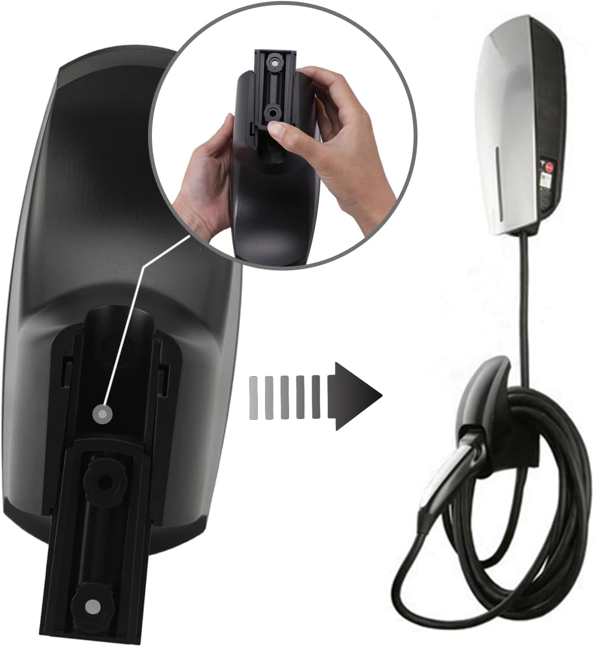 Charging Cable Holder with Chassis Bracket Compatible with Tesla Model 3 Model Y Model X Model S Charger Cable Organizer Car Accessories Wall Connector, Patent Approved (Black)