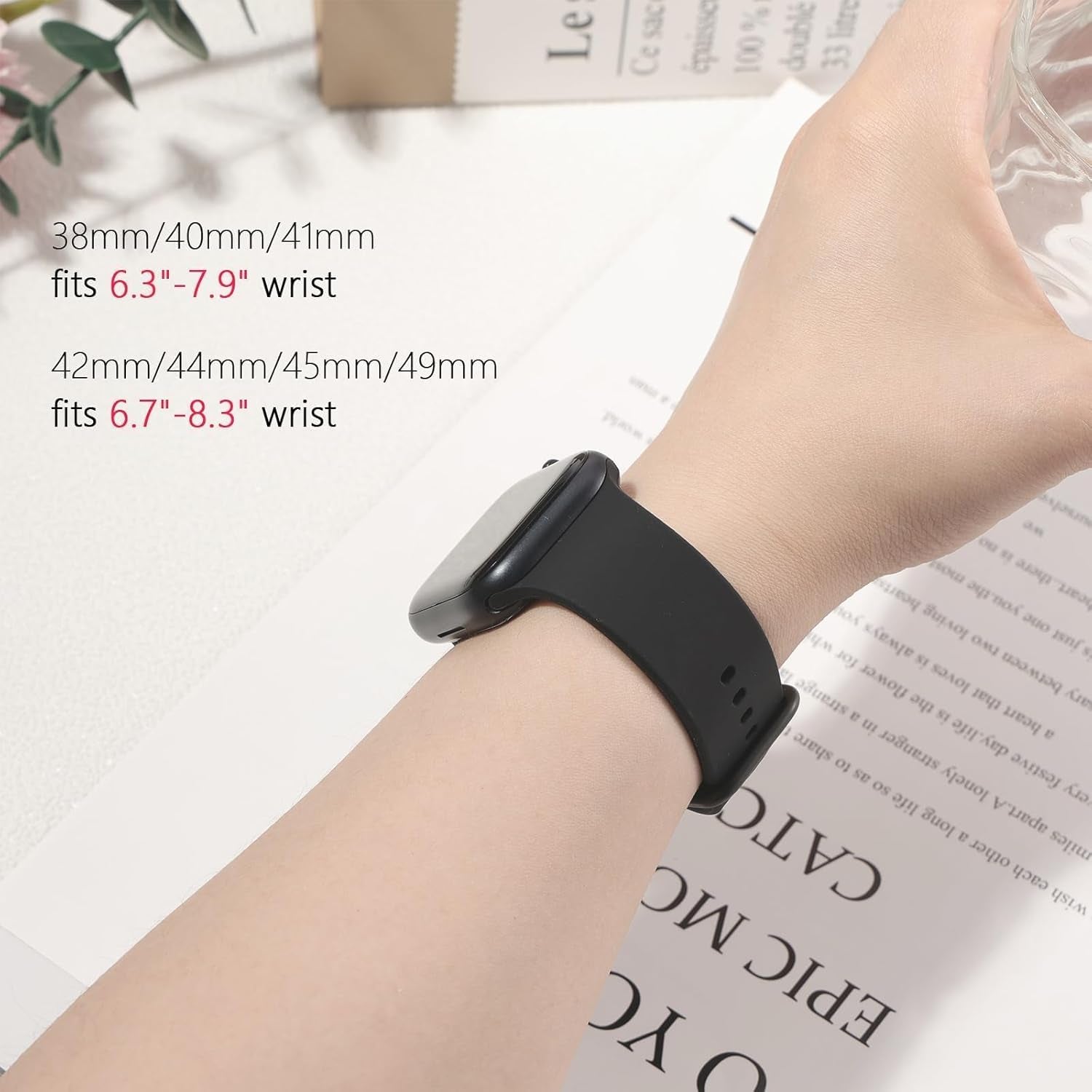 Silicone Band for Men and Women,Compatible with Apple Watch Band 38Mm 40Mm 41Mm 42Mm 44Mm 45Mm 49Mm,Sports Waterproof for Iwatch Bands Series 9 8 7 6 5 4 3 2 1 SE Ultra.