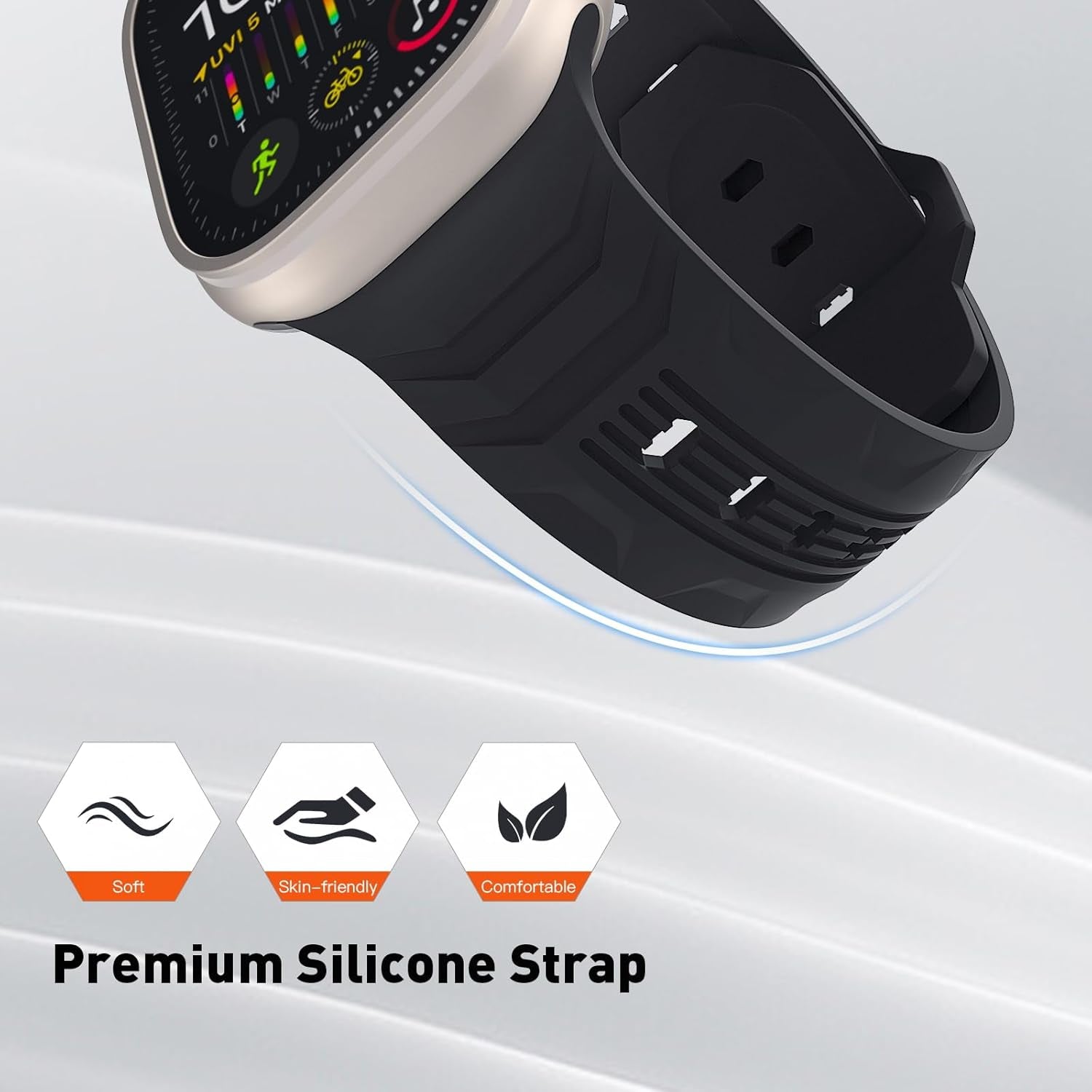 Watch Band Compatible with Apple Watch Series 9 8 7 6 5 4 3 2 1 SE Women Men,Fashion Linear Patterned Design Replacement Silicone Sport Wristband Strap
