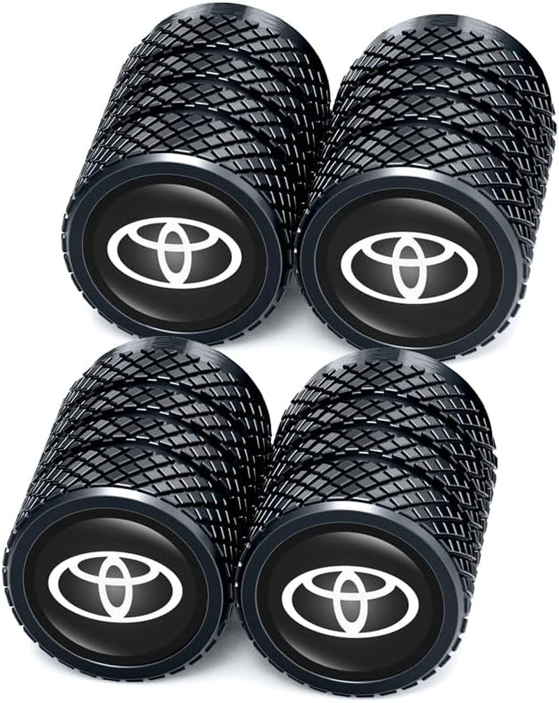 Metal Car Tire Air Caps Cover Car Tire Accessories for Toyota Corolla Avalon Camry Prius Allion RAV4 Highlander, 4Pcs Car Tire Valve Stem Caps,Anti-Corrosion Leak-Proof,Black