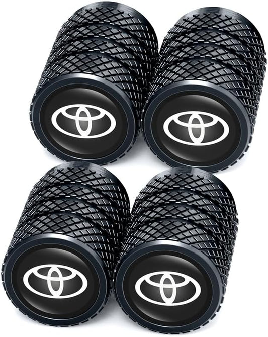 Metal Car Tire Air Caps Cover Car Tire Accessories for Toyota Corolla Avalon Camry Prius Allion RAV4 Highlander, 4Pcs Car Tire Valve Stem Caps,Anti-Corrosion Leak-Proof,Black
