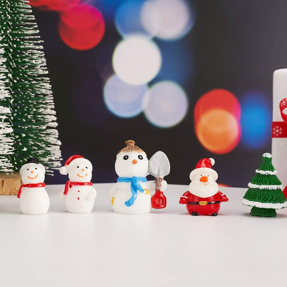 38PCS Christmas Miniature Figurines Ornament Kit Santa Claus Tree Resin Decoration for Fairy Garden Doll House Home Decor